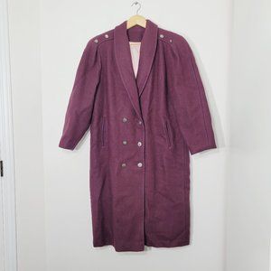 Balimel Vintage Plum Double Breasted Coquette Jacket Wool Blend Lined Elegance